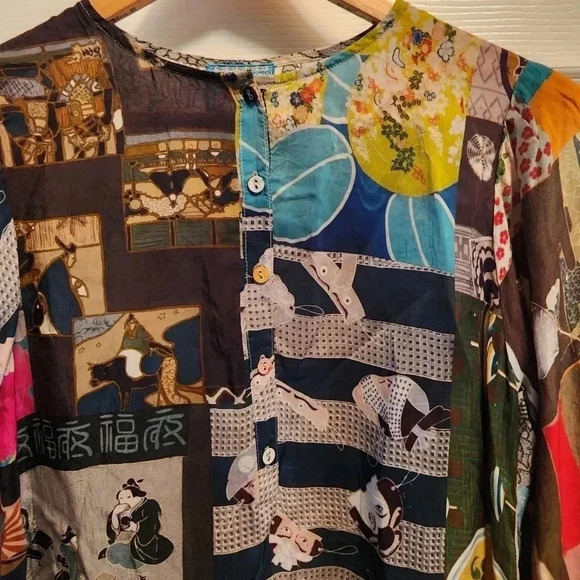 Johnny Was Vera Multi Color Patchwork Tunic size XXSmall New Boho - Picture 5 of 13